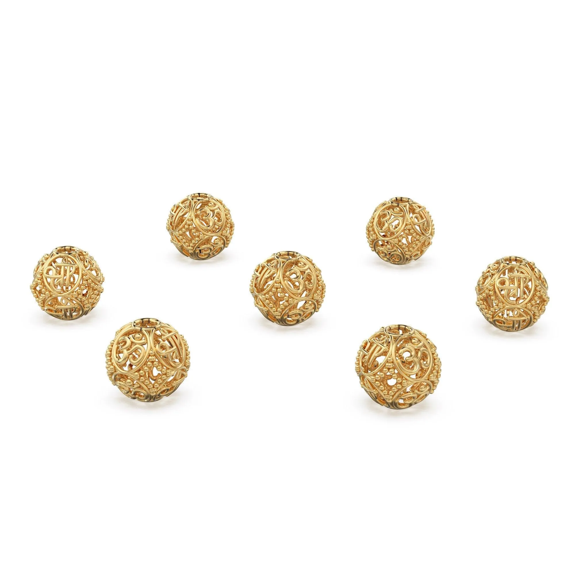 Om Holy Milgrain Designer Solid Gold 14k 18k Handmade Gold Spacer Bead Jewelry Making Supply 6mm 8mm 10mm