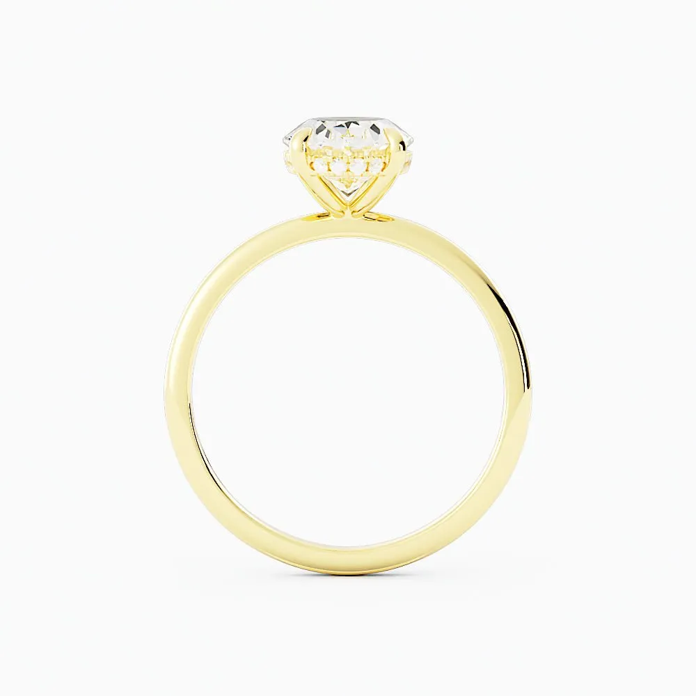Oval Diamond Hidden Halo Solitaire Engagement Ring