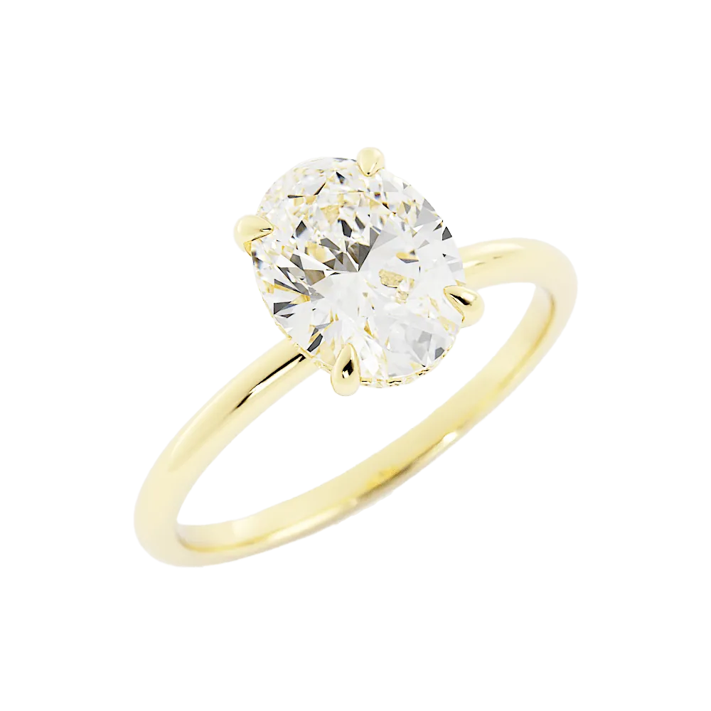 Oval Diamond Hidden Halo Solitaire Engagement Ring