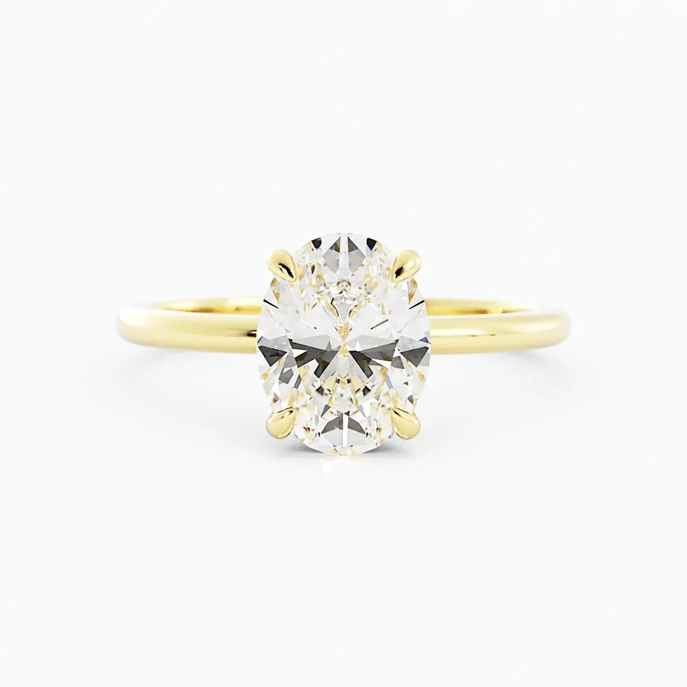 Oval Diamond Hidden Halo Solitaire Engagement Ring