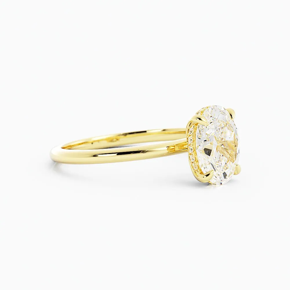 Oval Diamond Hidden Halo Solitaire Engagement Ring