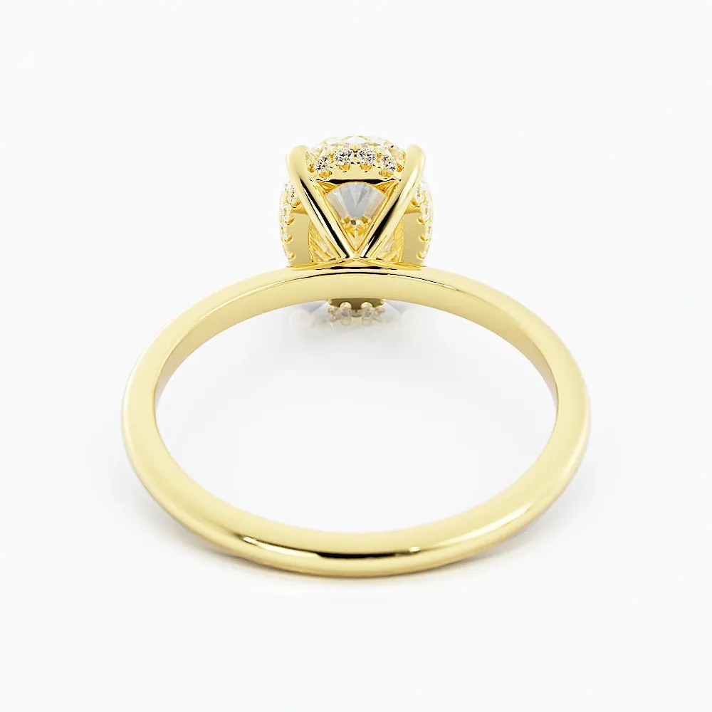 Oval Diamond Hidden Halo Solitaire Engagement Ring