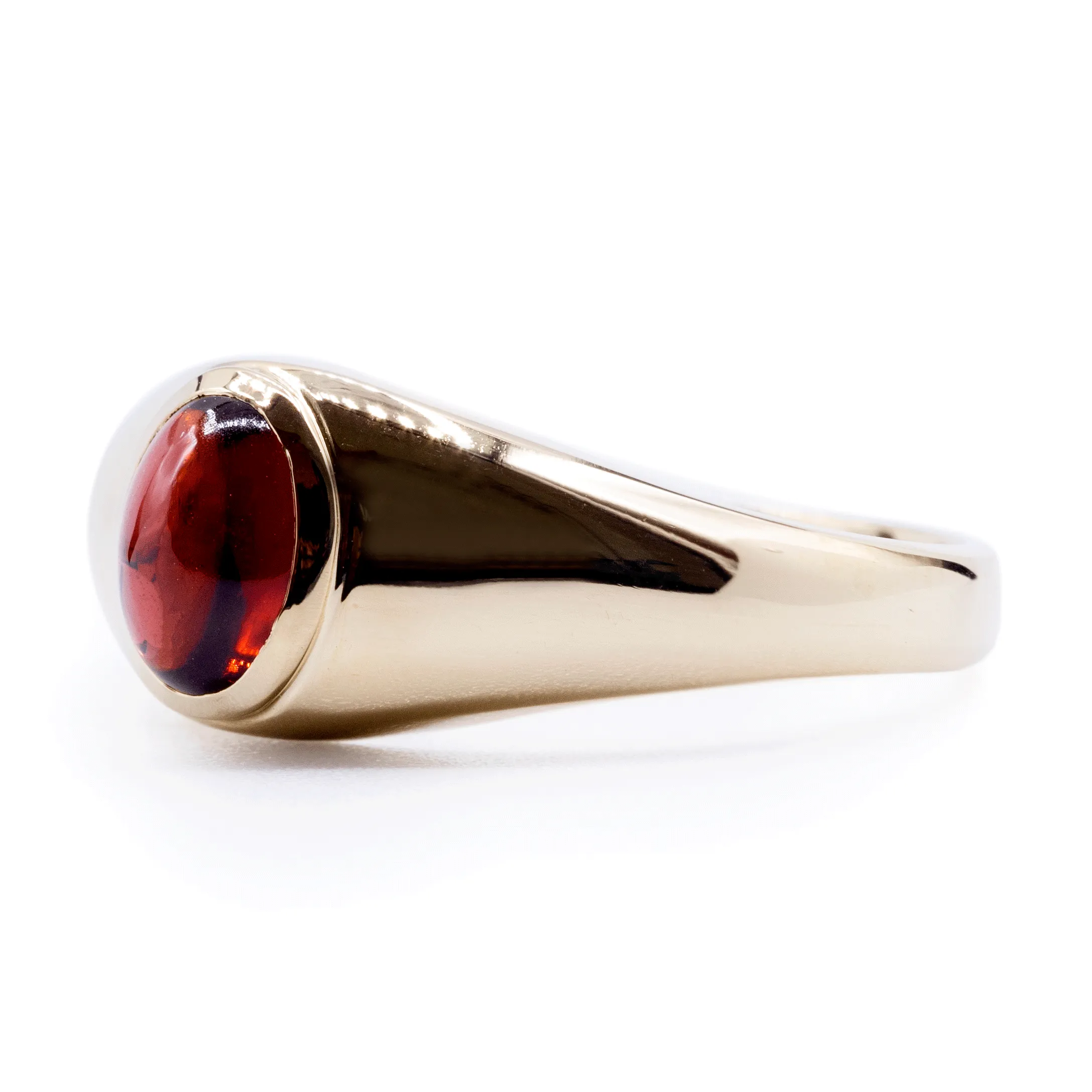 Oval Natural Mozambique Garnet Bezel Set Solitaire Ring