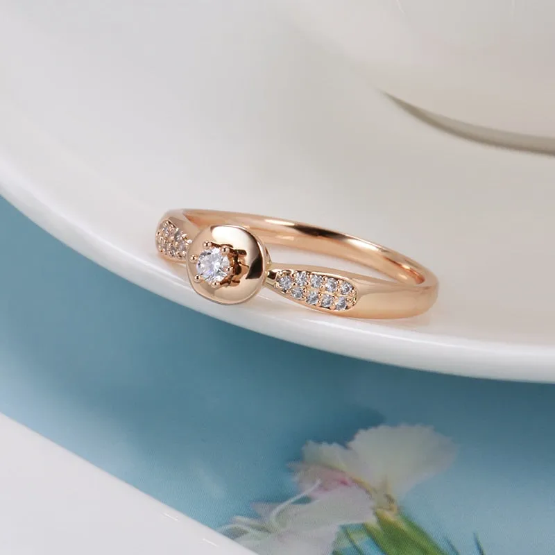 Oval White Zircon Ring For Women Rose Gold Wedding Jewelry