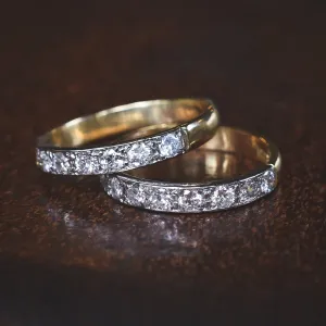Pair Vintage Diamond Half Eternity Rings