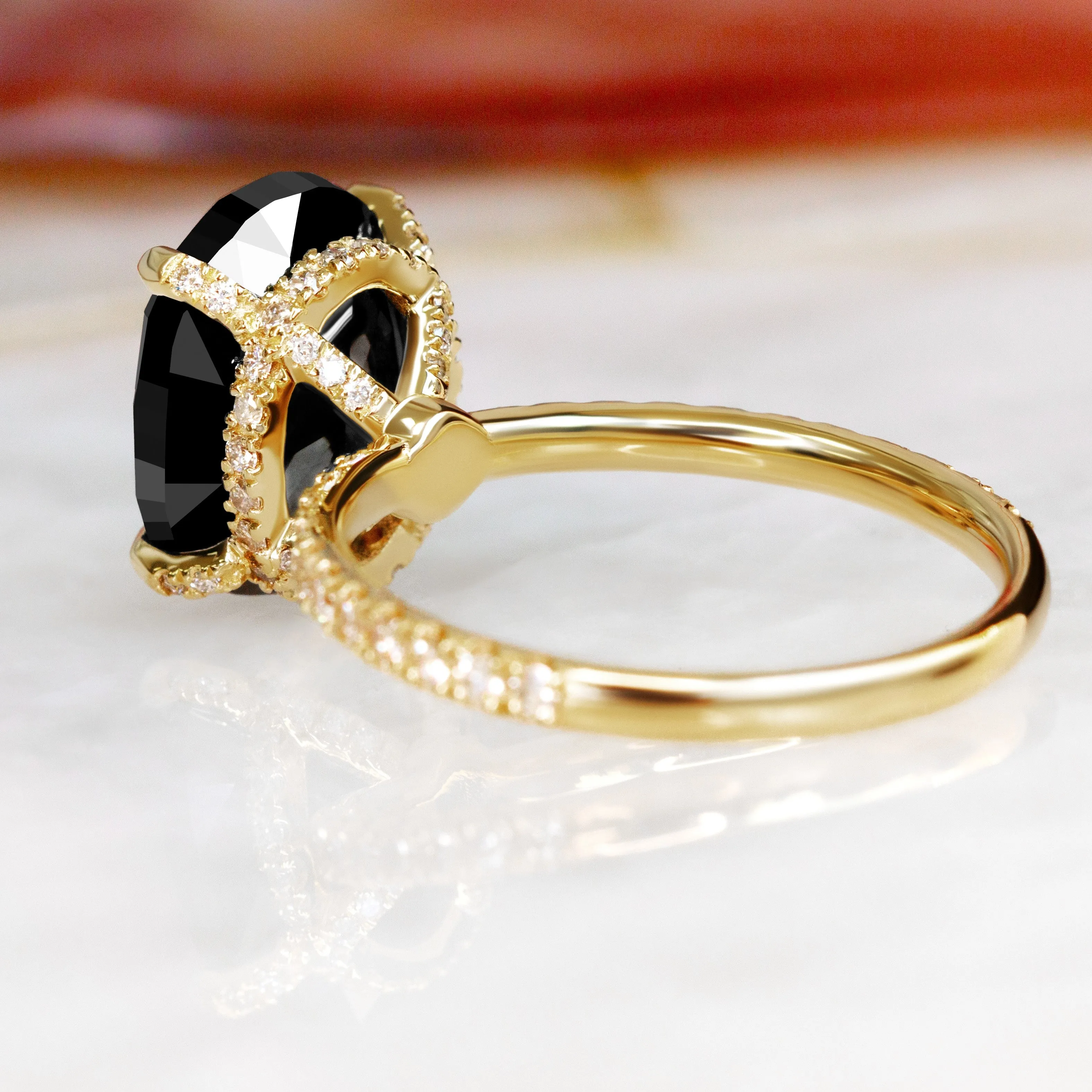 Pale Darkness Black & White Natural Diamond Oval Cut Engagement Ring