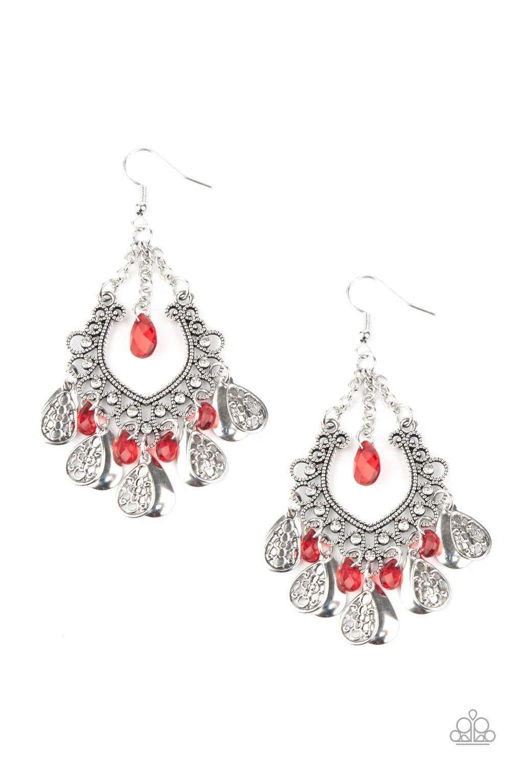 Paparazzi Accessories - Musical Gardens - Red Earrings