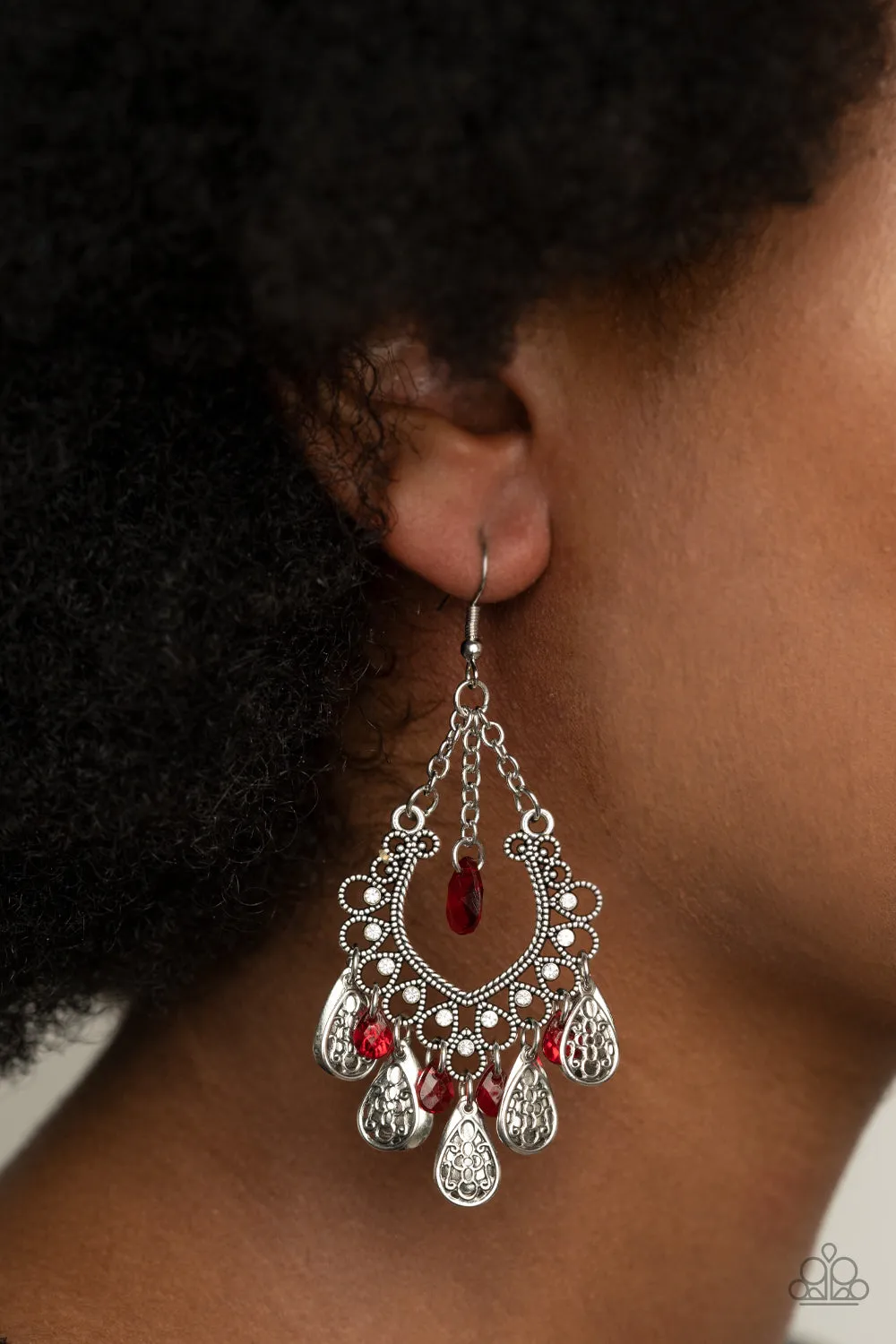 Paparazzi Accessories - Musical Gardens - Red Earrings