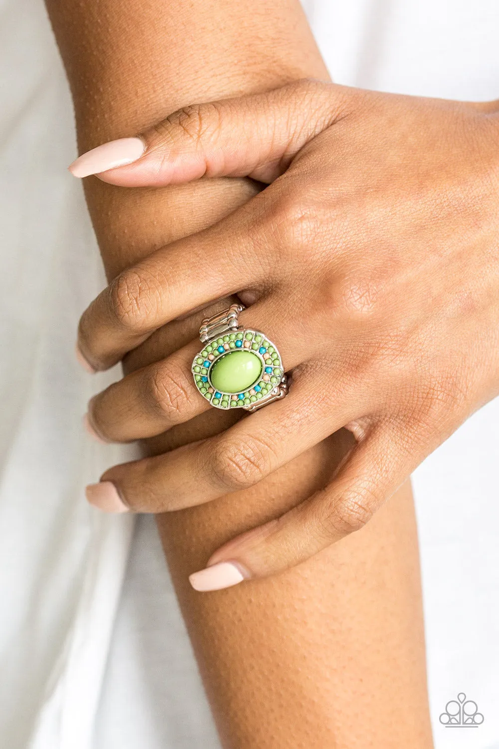 Paparazzi -Colorfully Rustic - Green Ring