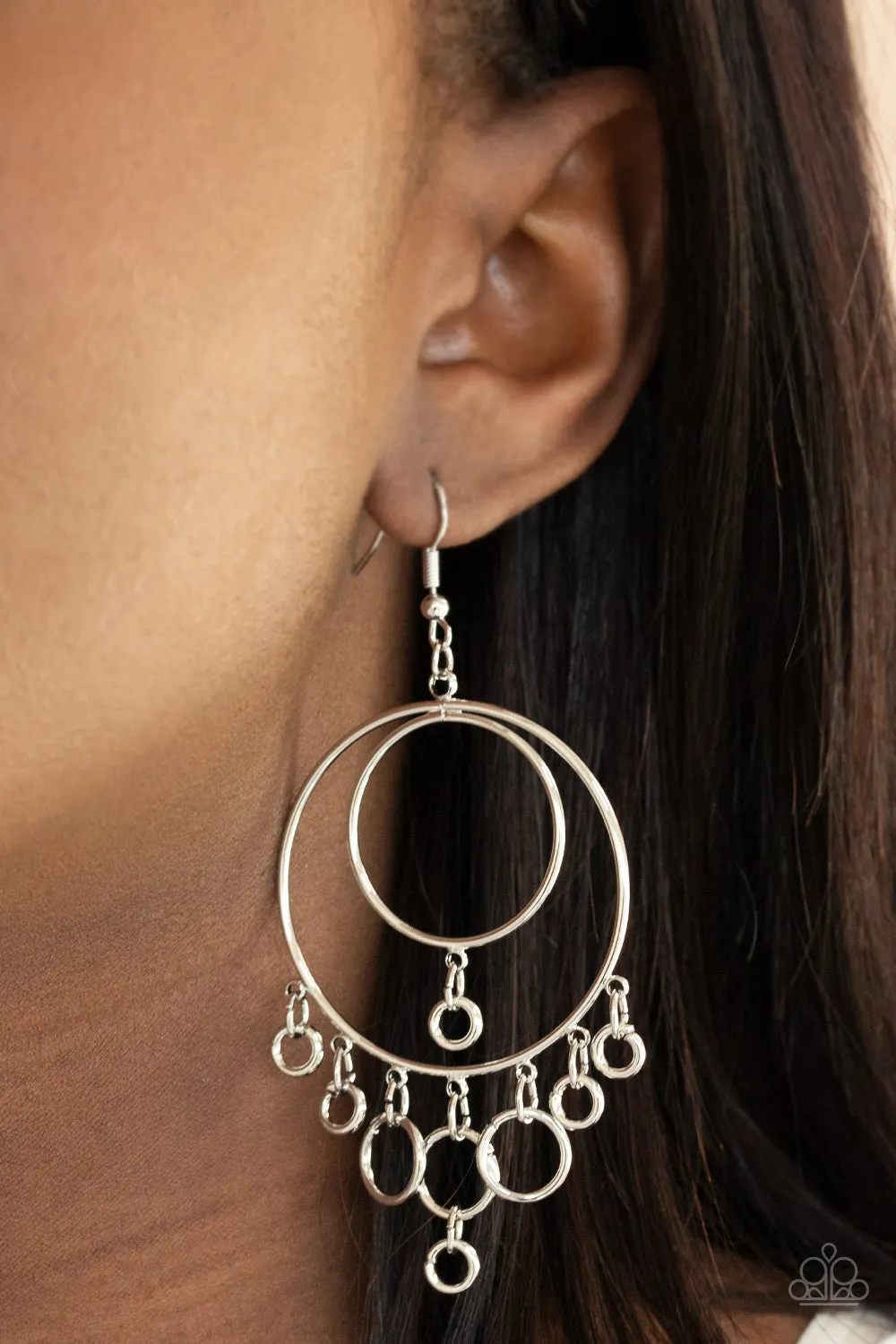 Paparazzi - Roundabout Radiance - Silver Earrings