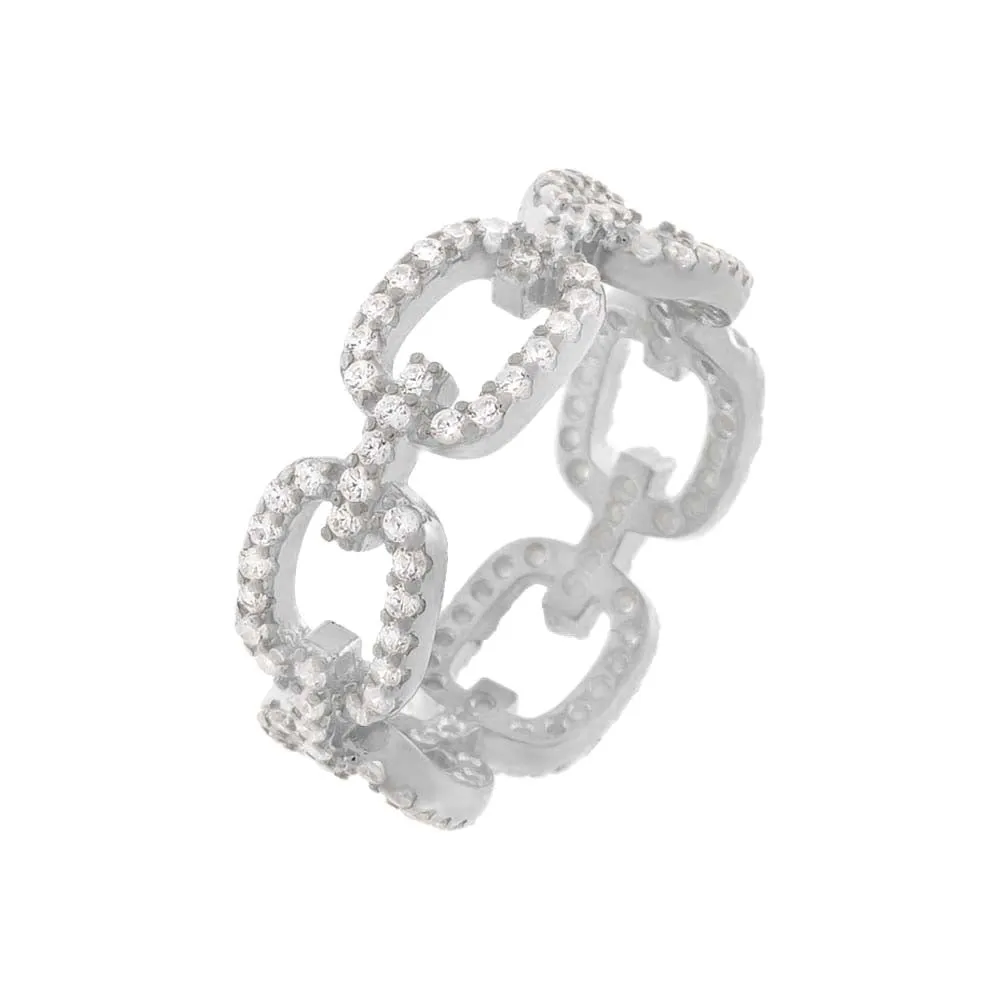 Pavé Square Link Ring