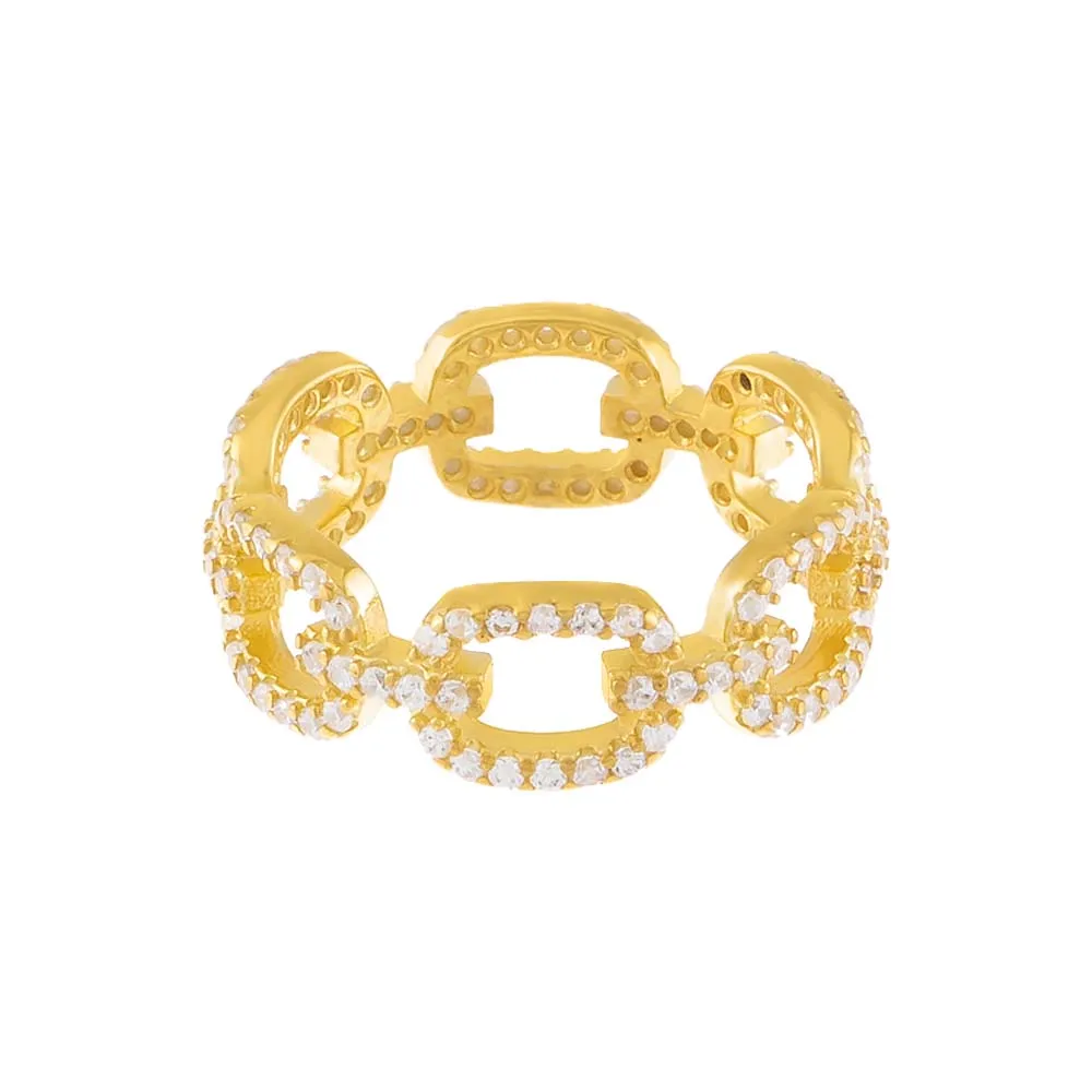 Pavé Square Link Ring