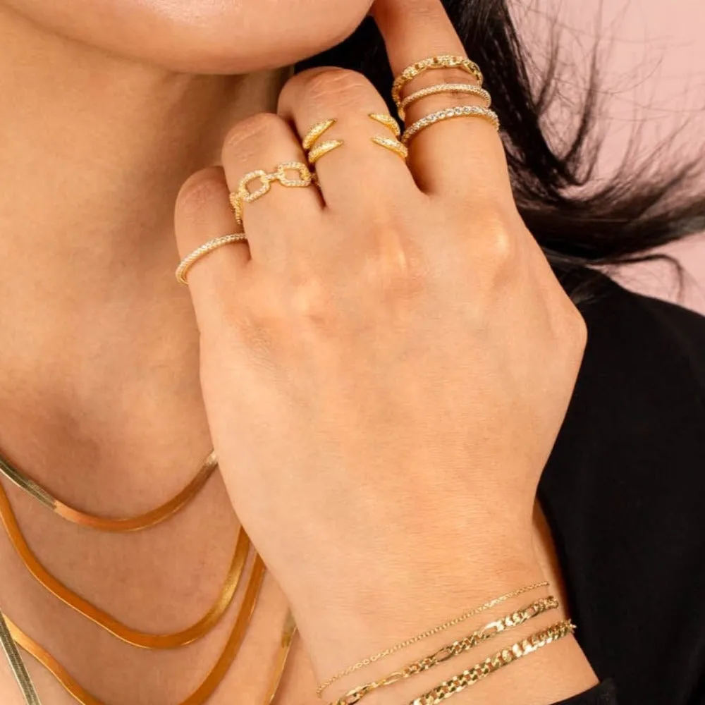 Pavé Square Link Ring