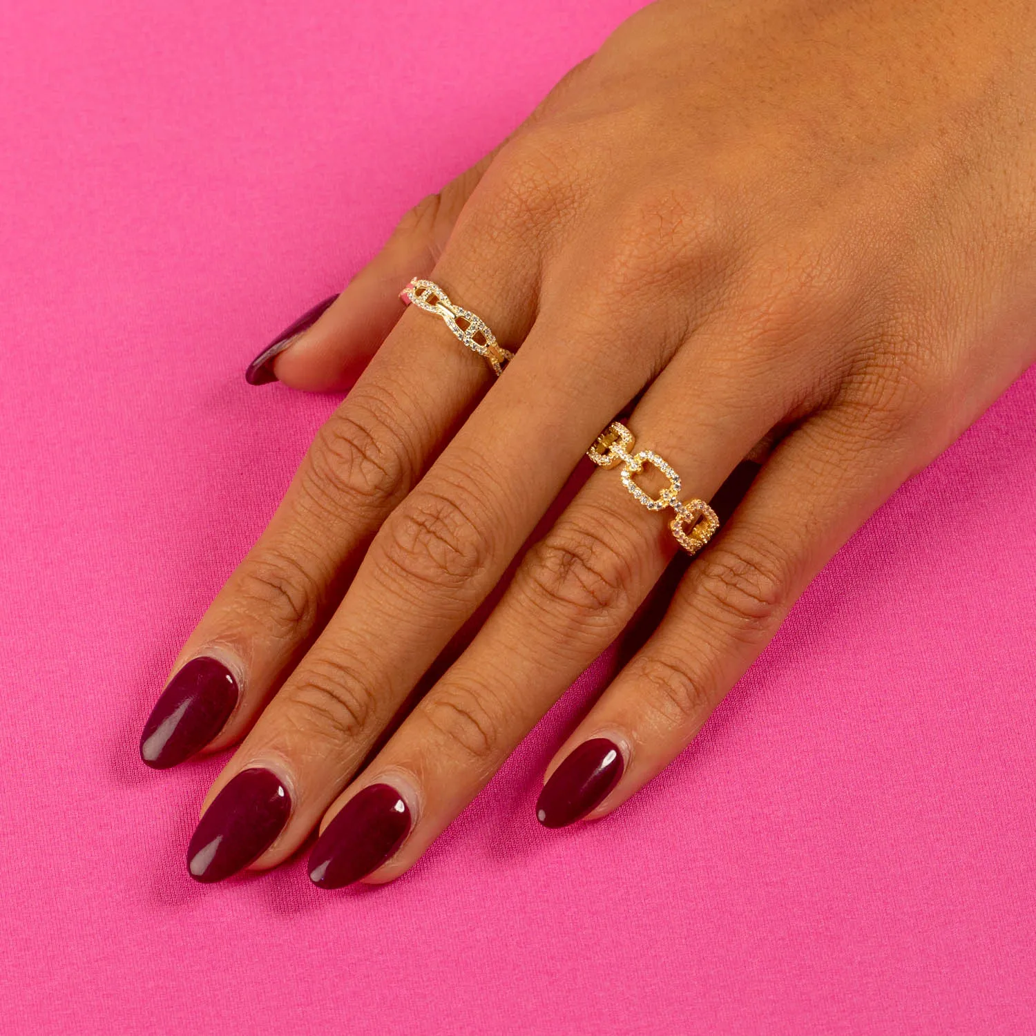 Pavé Square Link Ring