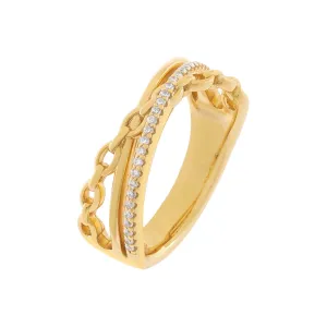 Pavé x Link Crossed Ring