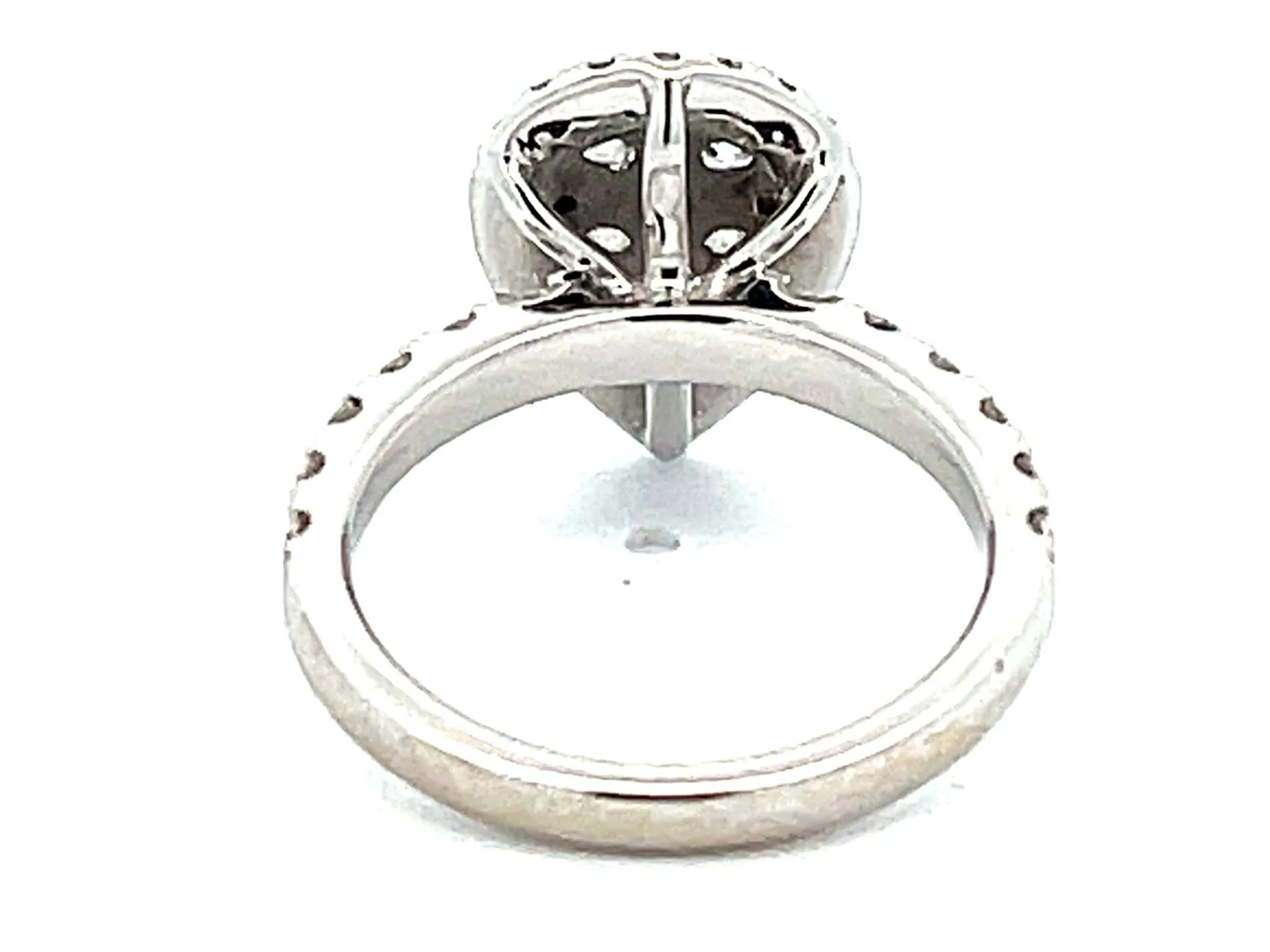 Pear Shaped Diamond Cluster Halo Engagement Ring in 14K White Gold