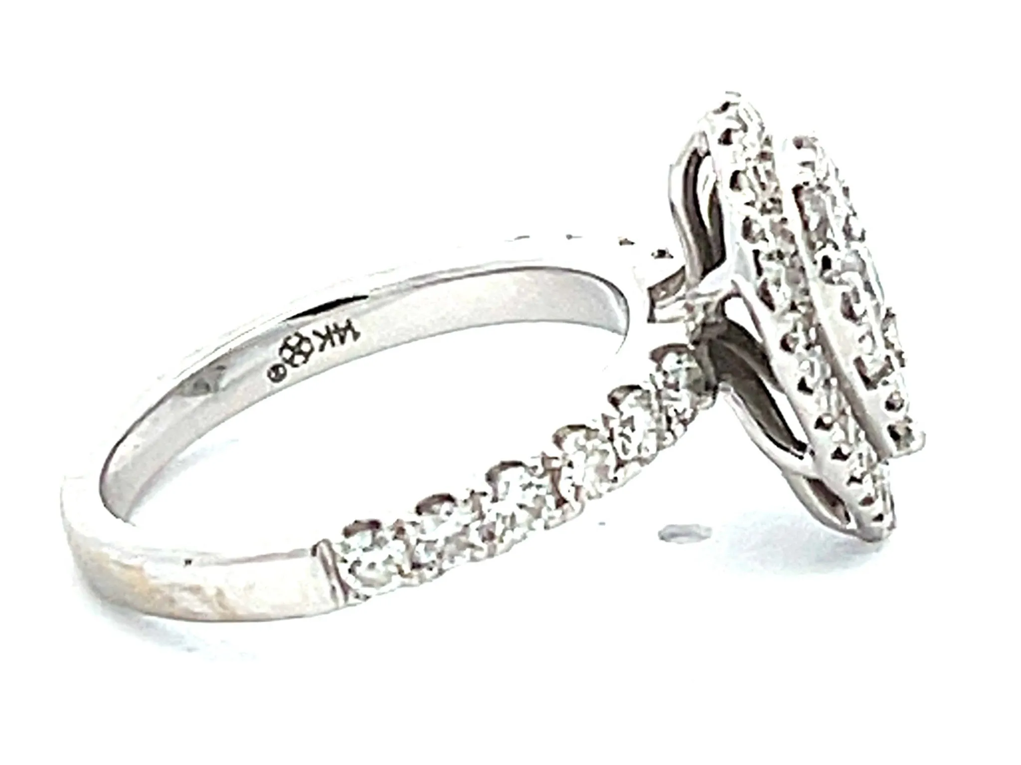 Pear Shaped Diamond Cluster Halo Engagement Ring in 14K White Gold