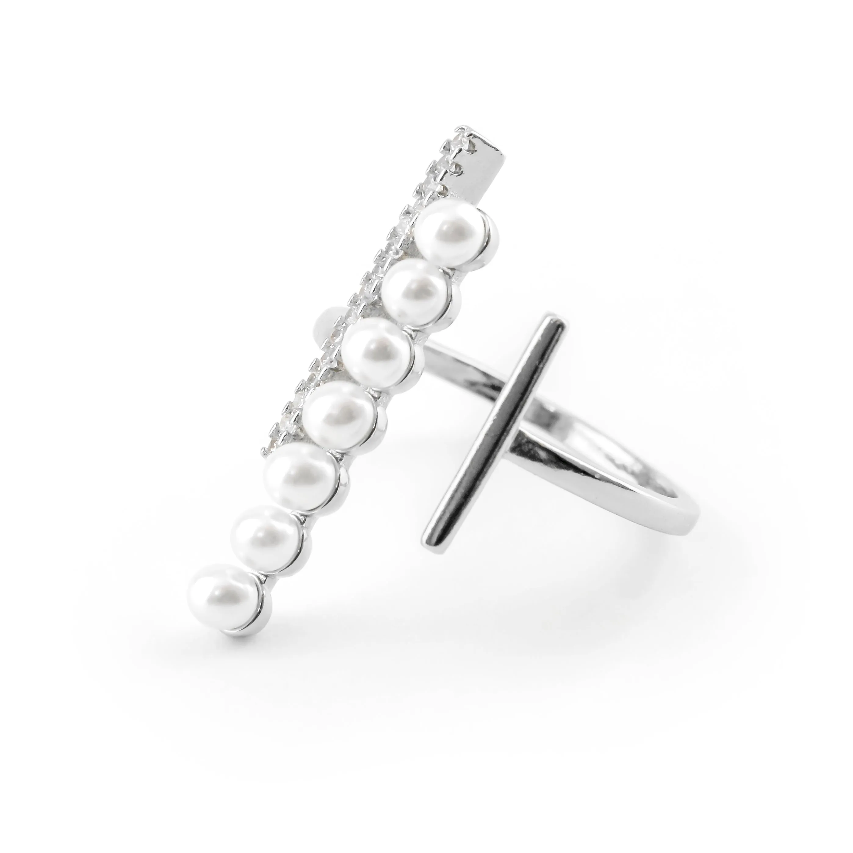 Pearl Bar Silver Ring