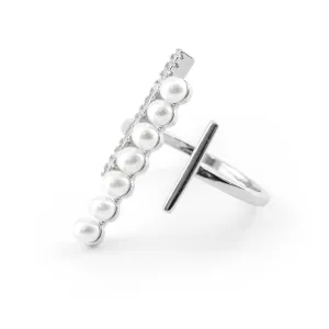 Pearl Bar Silver Ring
