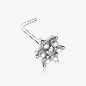 Pearlescent Spring Flower Sparkle L-Shaped Nose Ring