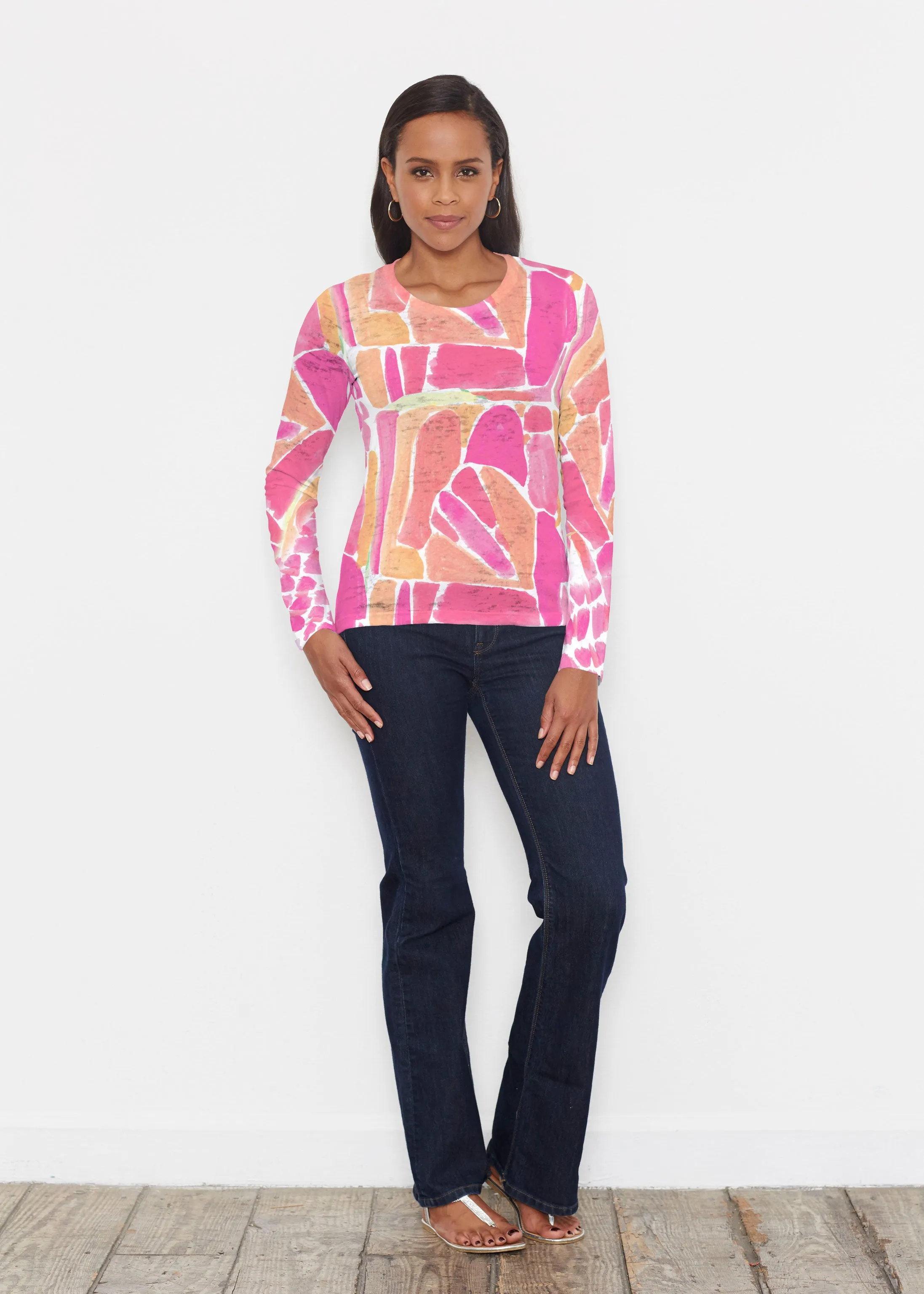 Pebble Walk Orange (17261) ~ Signature Long Sleeve Crew Shirt