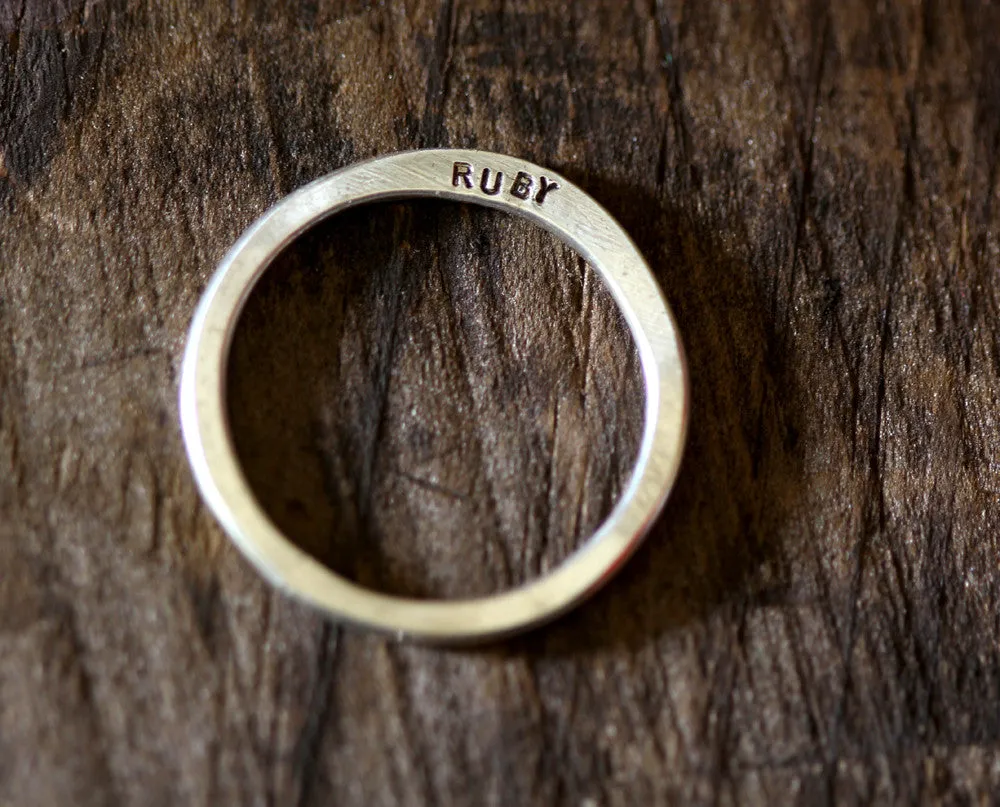 Personalized Modern Hammered Band Ring (S0222)