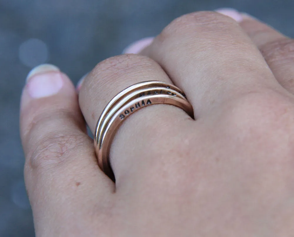 Personalized Modern Hammered Band Ring (S0222)