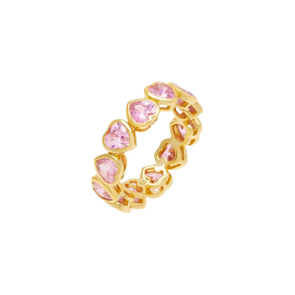 Pink Bezel Heart Eternity Band