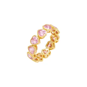 Pink Bezel Heart Eternity Band