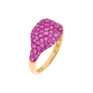 Pink Sapphire Pavé Signet Ring 14K