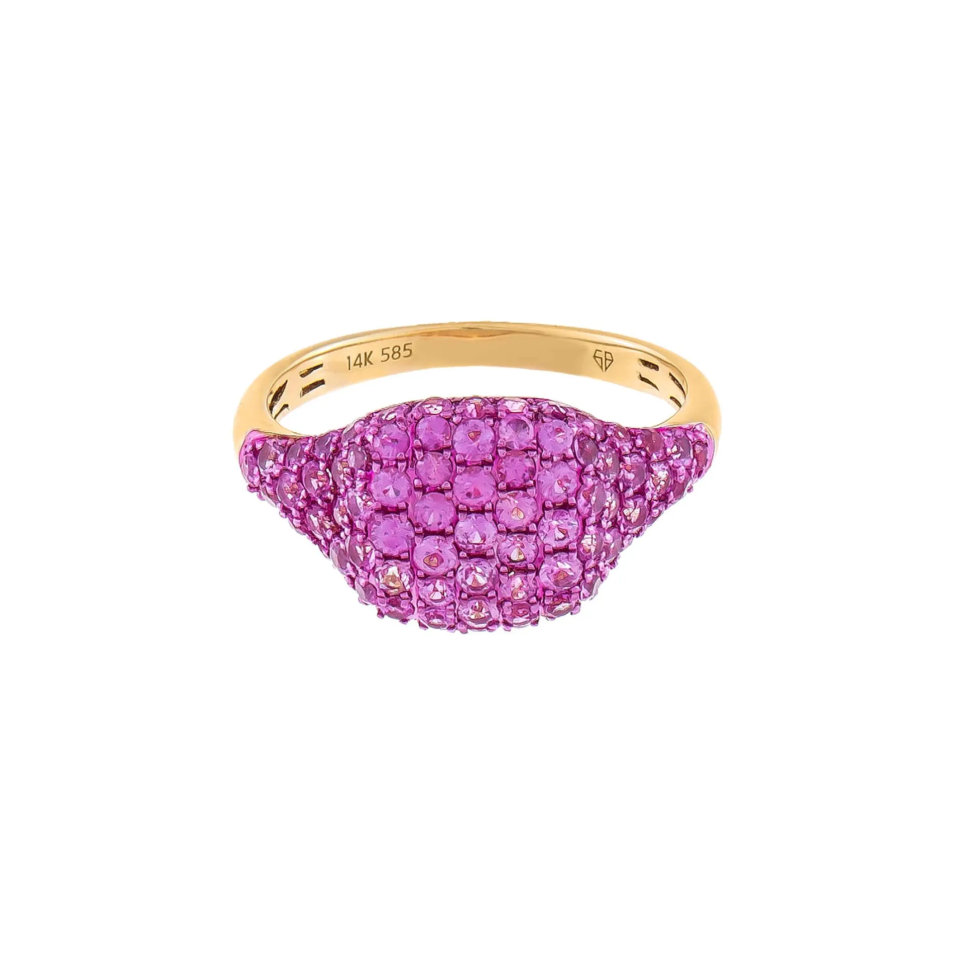 Pink Sapphire Pavé Signet Ring 14K