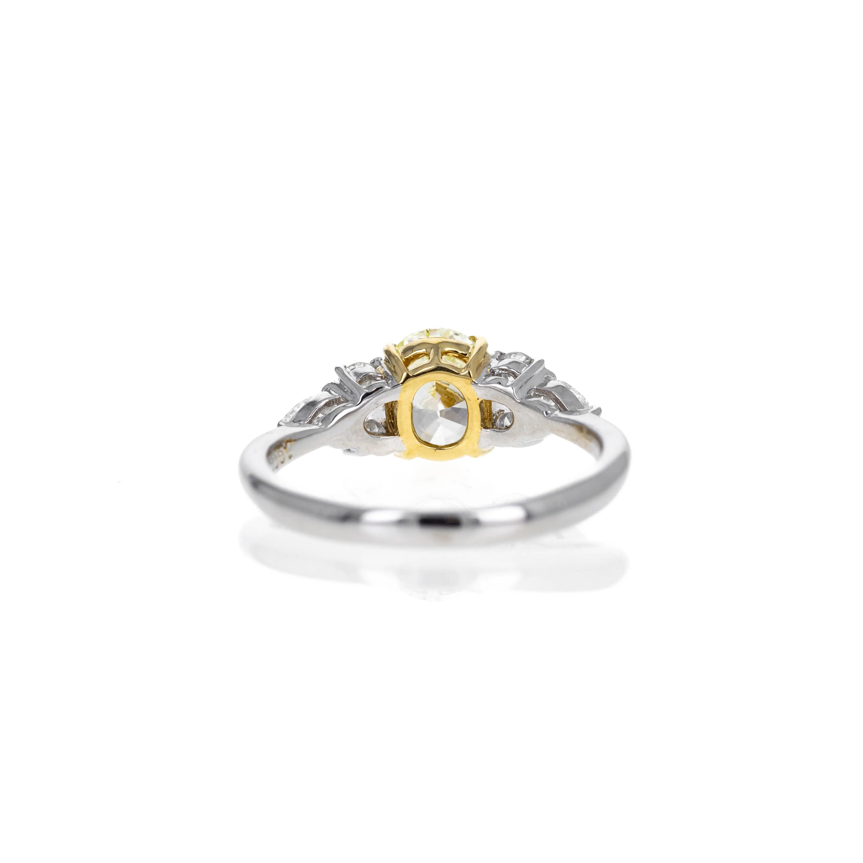 Platinum and 18K Yellow Gold 1 Carat Light Yellow Diamond Engagement Ring