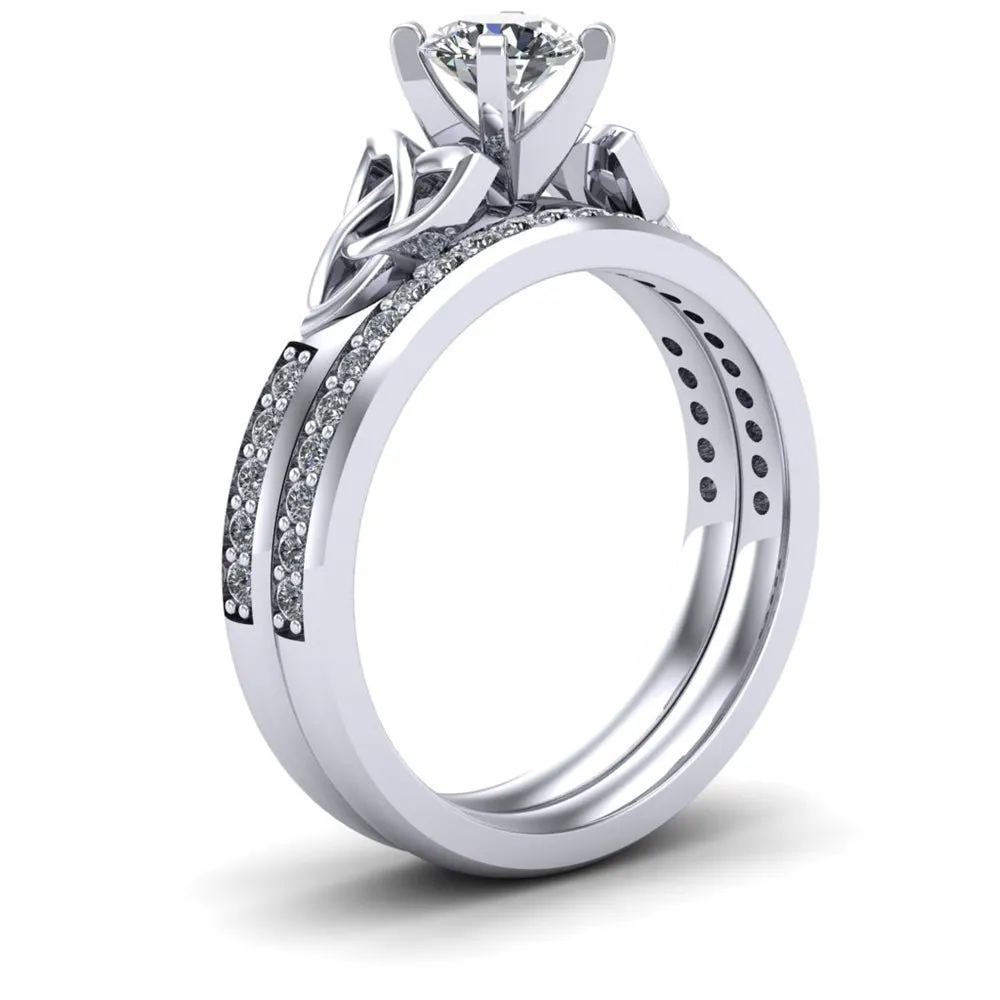 Platinum Celtic Bridal Set AYLIN-1S-SET-PLATINUM