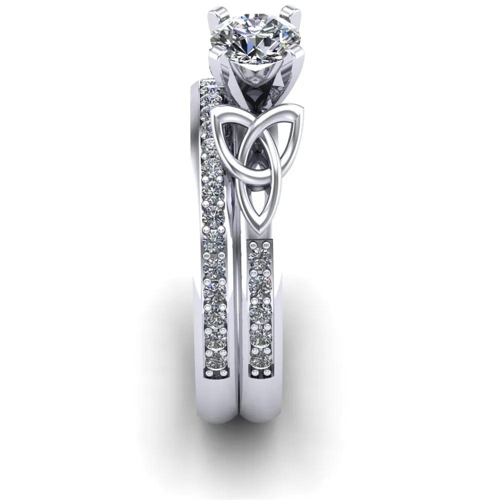 Platinum Celtic Bridal Set AYLIN-1S-SET-PLATINUM