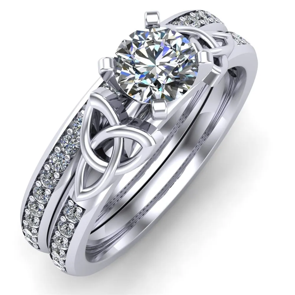 Platinum Celtic Bridal Set AYLIN-1S-SET-PLATINUM