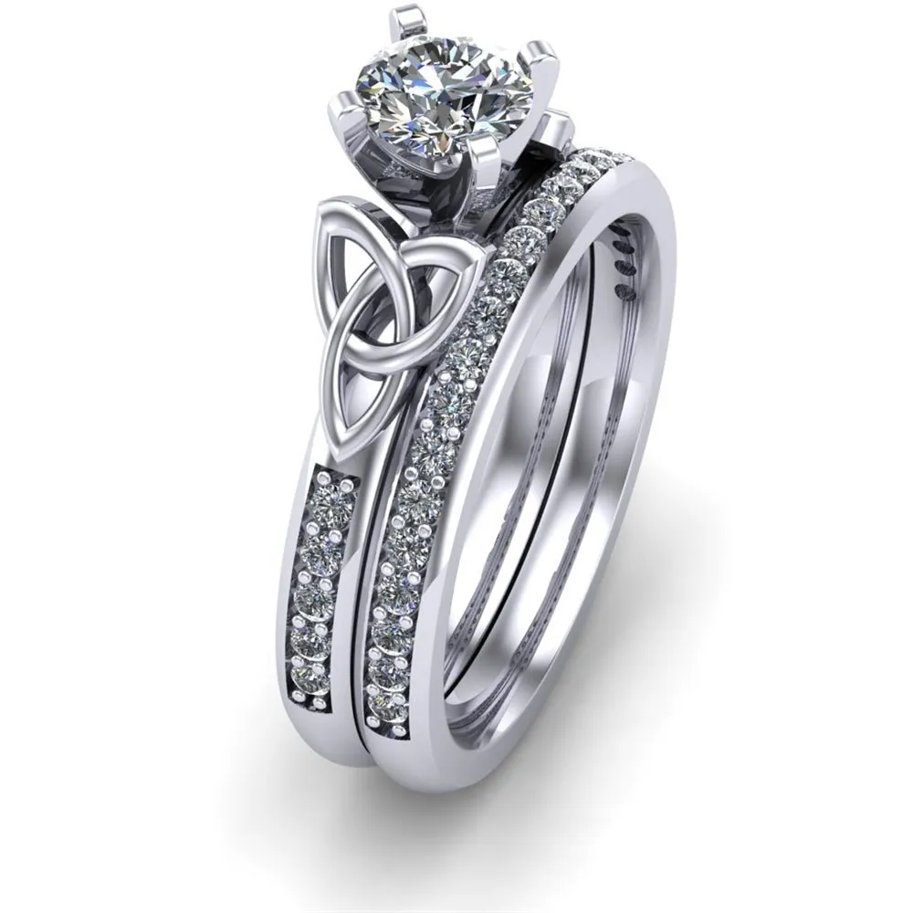 Platinum Celtic Bridal Set AYLIN-1S-SET-PLATINUM