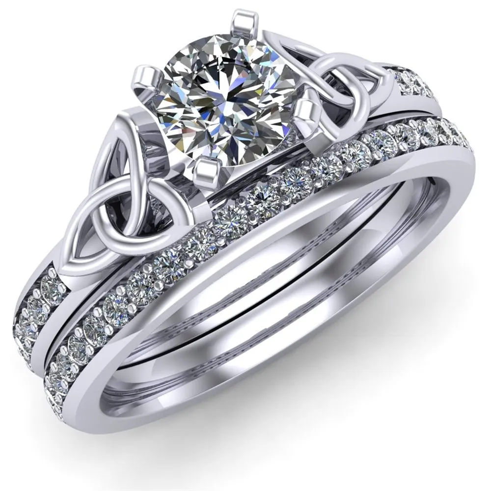 Platinum Celtic Bridal Set AYLIN-1S-SET-PLATINUM