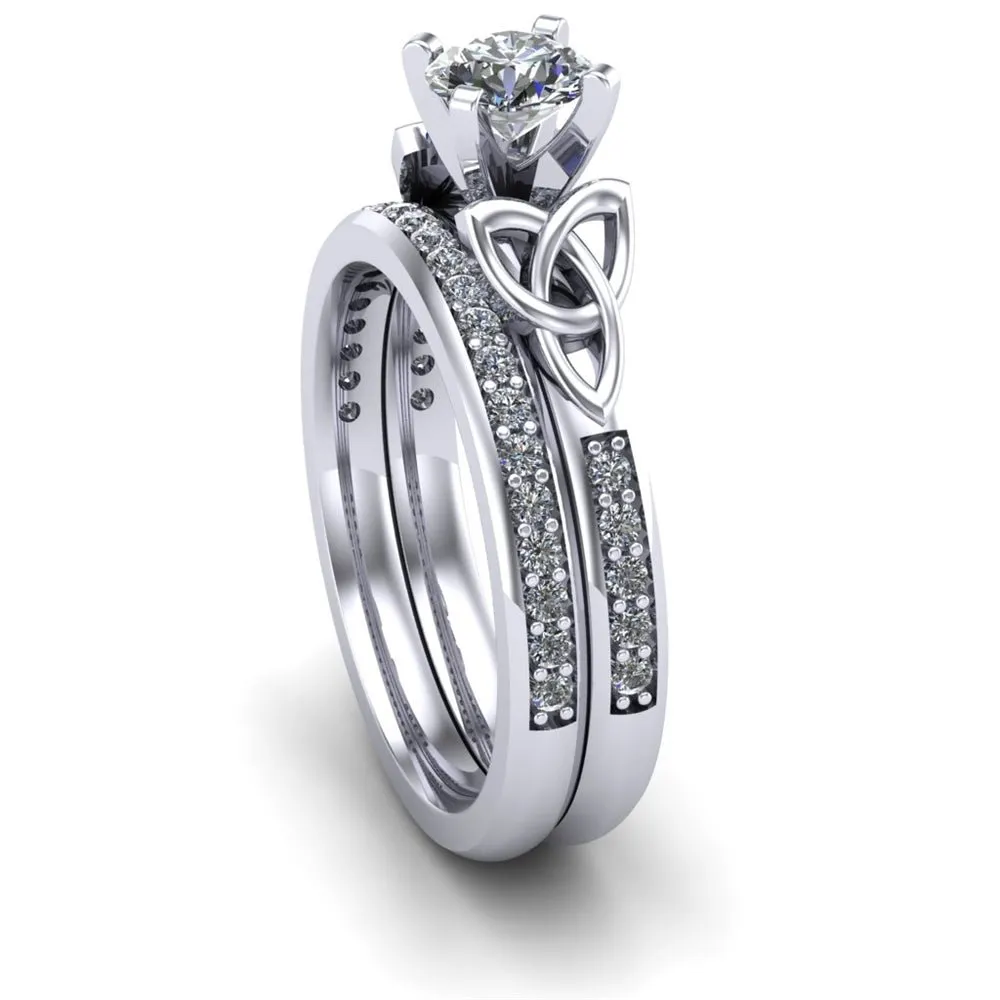 Platinum Celtic Bridal Set AYLIN-1S-SET-PLATINUM