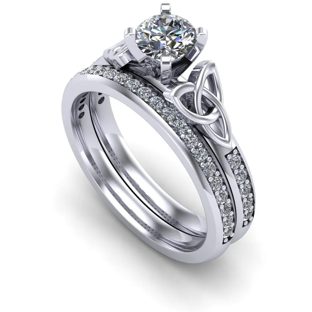 Platinum Celtic Bridal Set AYLIN-1S-SET-PLATINUM