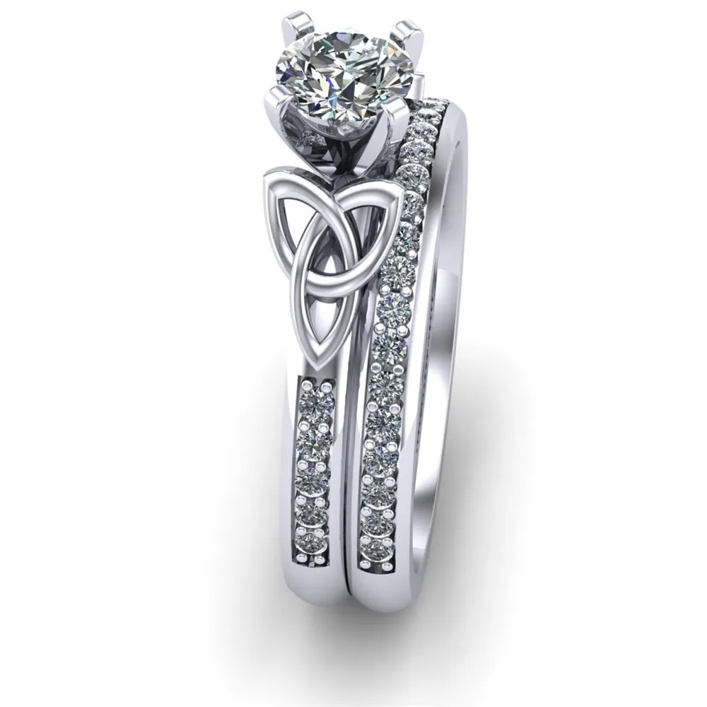 Platinum Celtic Bridal Set AYLIN-1S-SET-PLATINUM