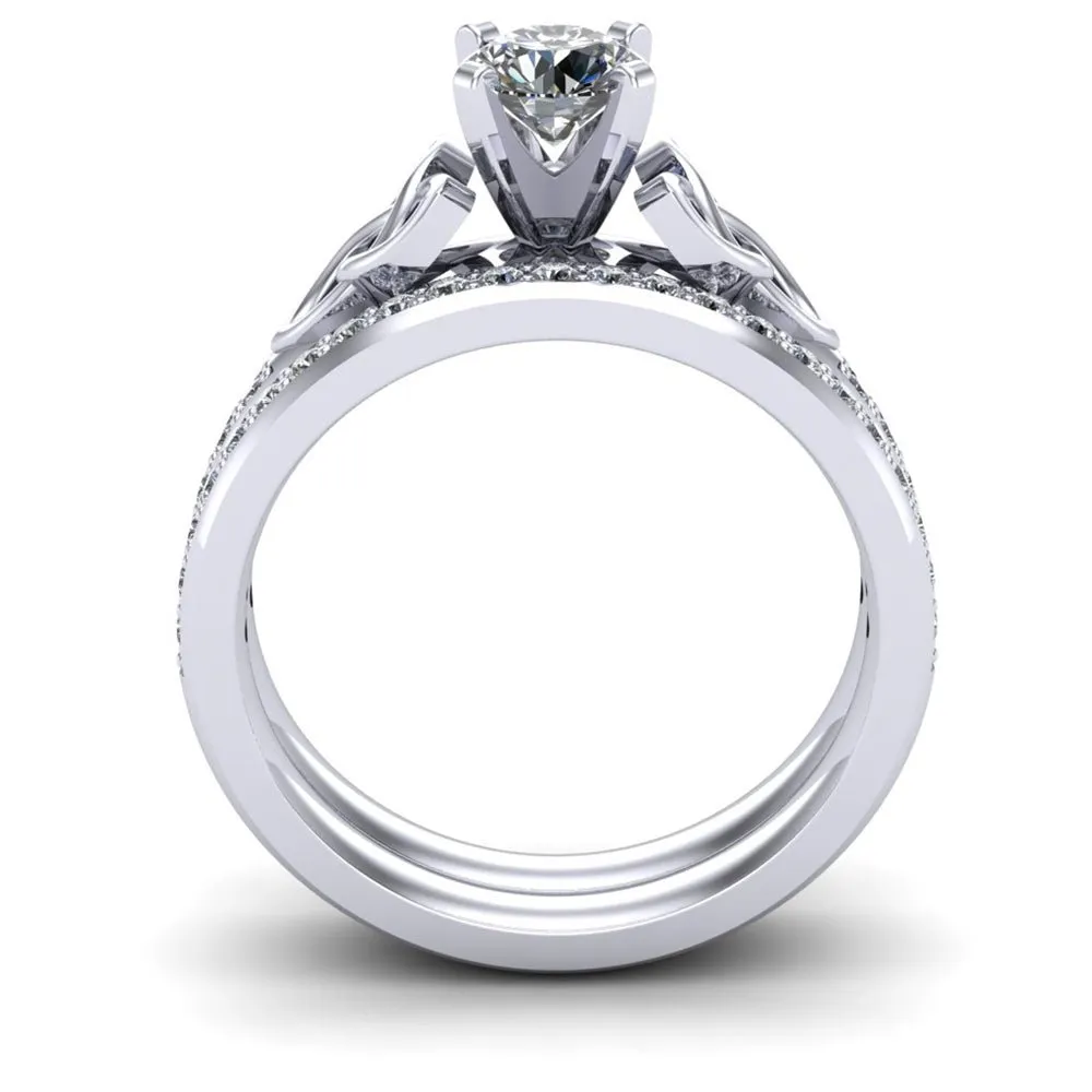 Platinum Celtic Bridal Set AYLIN-1S-SET-PLATINUM