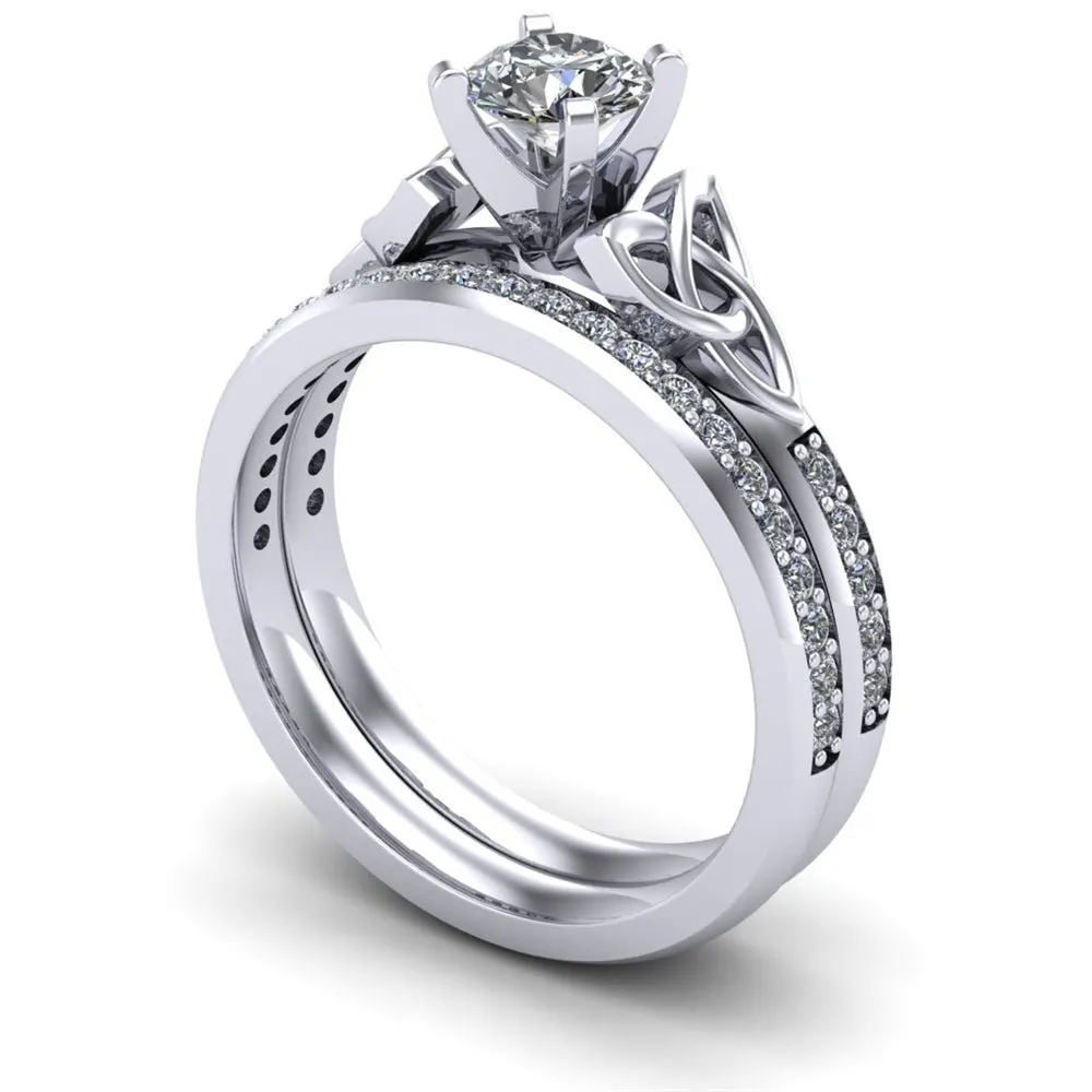 Platinum Celtic Bridal Set AYLIN-1S-SET-PLATINUM