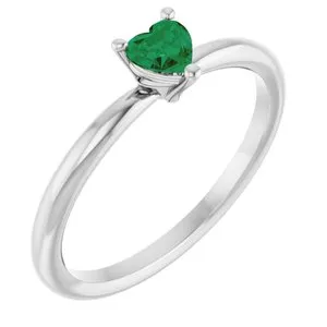 Platinum Lab-Grown Emerald Heart Solitaire Ring