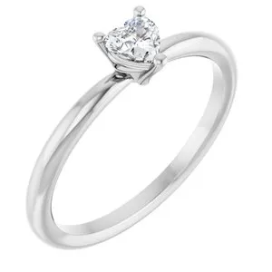 Platinum Natural White Sapphire Heart Solitaire Ring