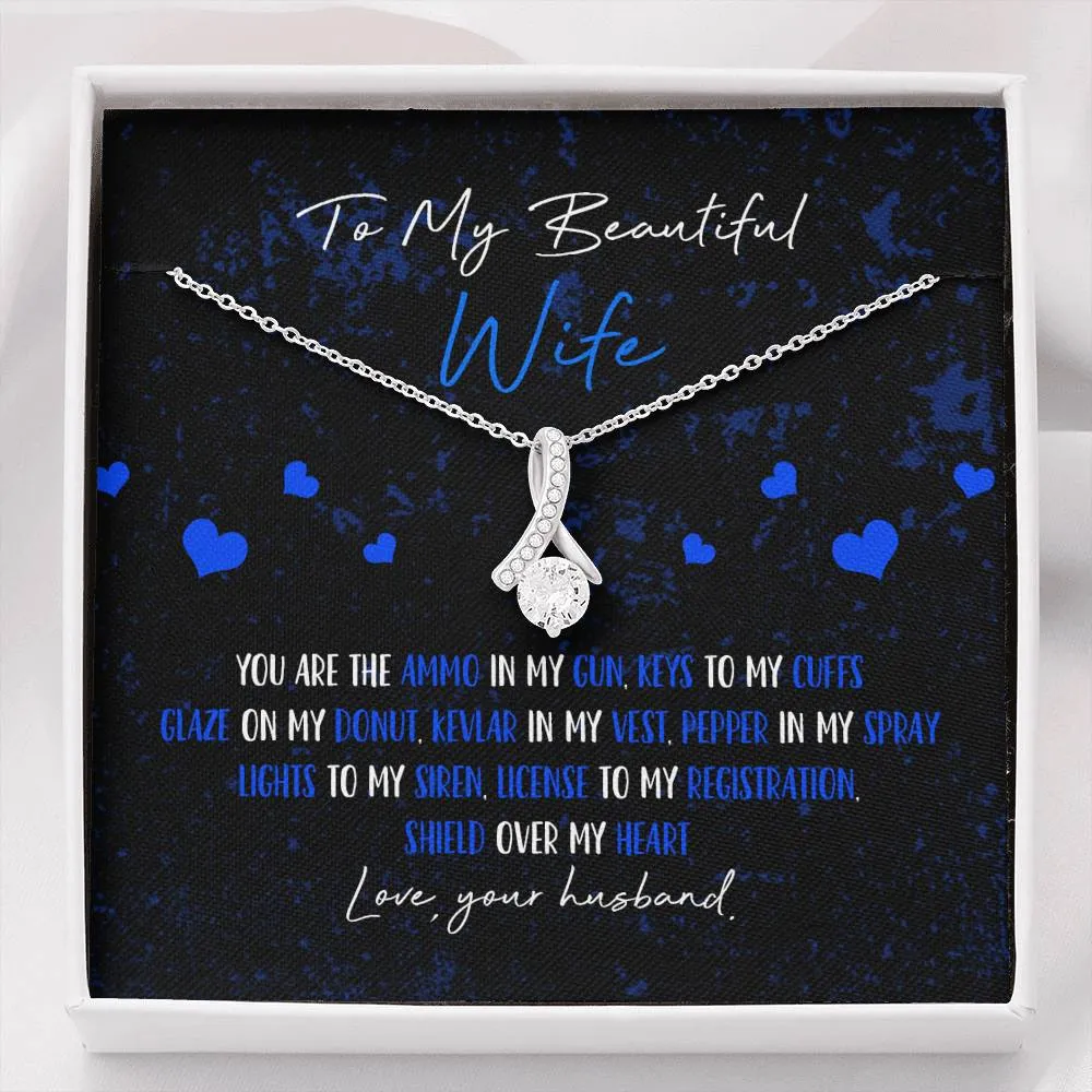Police Wife Ribbon Drop Pendant Necklace