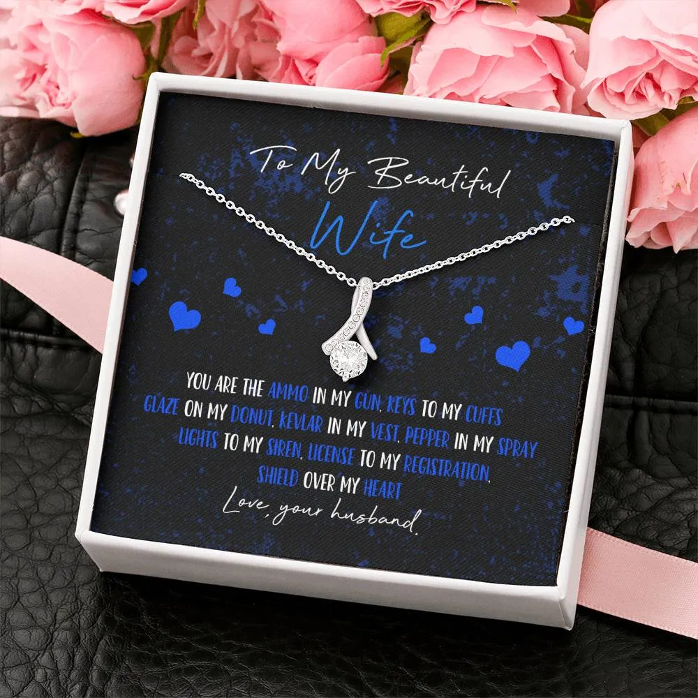 Police Wife Ribbon Drop Pendant Necklace