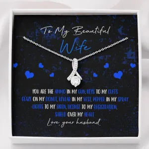 Police Wife Ribbon Drop Pendant Necklace