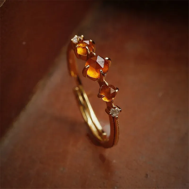 Pomegranate Glow Vintage Open Ring