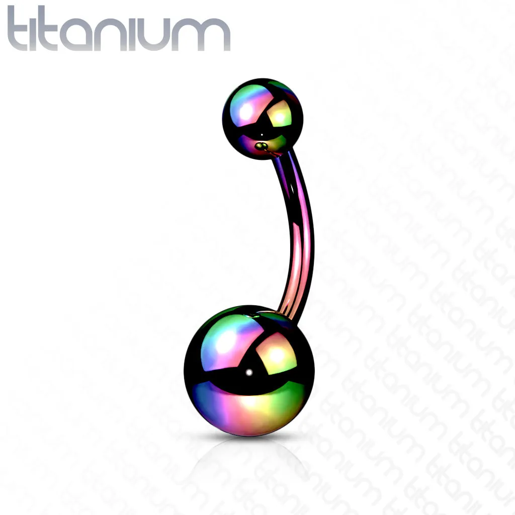 PVD Over Titanium Navel Ring with Plain Balls