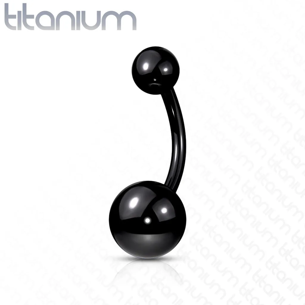 PVD Over Titanium Navel Ring with Plain Balls